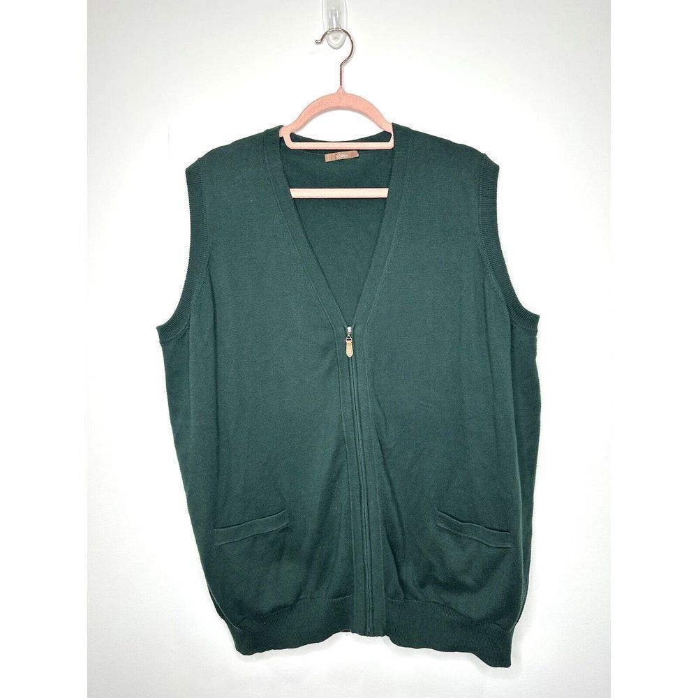 Sojrn Sweater Vest Mens XL Green Zip Golf Pima Cotton Preppy Office Quiet Luxury